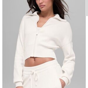ALO Yoga Scholar Knit Cropped Full Zip Jacket